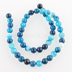 Натуральный полосатый агат / полосатый агат круглых бортовых нитей G-E233-07