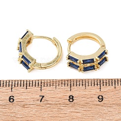 Прямоугольные латунные серьги-кольца с микропаве из кубического циркония&nbsp;EJEW-H178-03G