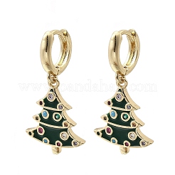 Латунные микро проложить серьги обруча кубического циркония EJEW-Z137-01G