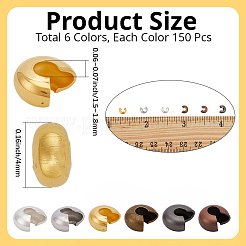 900 шт. 6-х цветные железные крышки для бусин&nbsp;IFIN-PA0001-07B