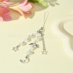 ガラス＆合金製携帯ストラップ  アンティークシルバー  14.5cm&nbsp;HJEW-FS00007