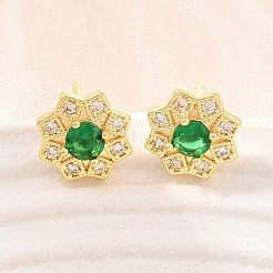 Boucles d'oreilles en laiton avec micro pavé de zircons cubiques pour femmes&nbsp;KK-A305-03G-06