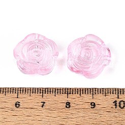 ベーキングペイント透明ガラスビーズ  花  パールピンク  17.5~18x18~18.5x7.5~8.5mm  穴：1.2~1.5mm&nbsp;DGLA-N018-01I