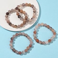 Женские браслеты из круглых бусин натурального кварца толщиной 10 мм BJEW-G756-02A