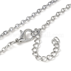 304ステンレススチールガラス宇宙ペンダントネックレス  ステンレス鋼色  ターコイズ  19.69インチ（50cm）&nbsp;NJEW-JN05192-03
