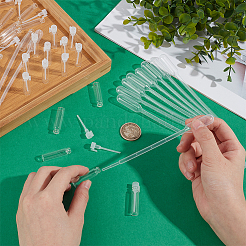 詰め替え可能なガラス製香水瓶150個  プラスチック製キャップ付き  20 個のプラスチックスポイト  透明  0.9x3.95cm  容量：1ml（0.03fl.oz）&nbsp;AJEW-OC0013-60A