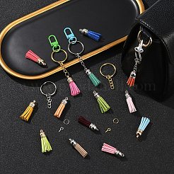 Kit fai da te per realizzare portachiavi con ciondolo a nappa in finta pelle scamosciata&nbsp;DIY-YW0010-89