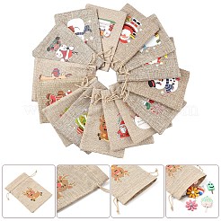 30 шт. 15 стильных рождественских чехла для хранения из джутовой ткани ABAG-YW0001-10