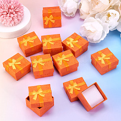 Quadratische Geschenkboxen aus Papier für Schmuckringe mit Schleife&nbsp;CON-TAC0010-80A