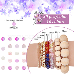 300 шт. 10-цветные стеклянные бусины с эффектом кракле CCG-PH0001-13A