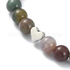 Braccialetto elasticizzato da donna con pietre preziose miste naturali rotonde e ematite sintetica e cuore in lega con perline&nbsp;BJEW-JB09374