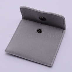 ベルベットのバッグ  鉄のスナップボタン付き  ジュエリーポーチバッグ  ギフトバッグ  濃いグレー  7.1x6.9cm&nbsp;TP-WH0005-02E