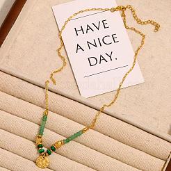 Женские бусины с подвеской-диском из нержавеющей стали HX3961