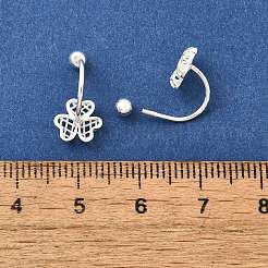 S999 ファインシルバースタッドピアス  クローバー  銀  7x8mm&nbsp;EJEW-A127-01S