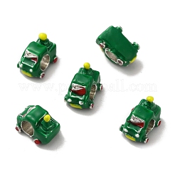 クリスマステーマ合金エナメルヨーロッパビーズ  大穴ビーズ  プラチナ  車  10x13x7mm  穴：4.2~4.5×4.5~4.8mm&nbsp;PALLOY-D058-01P-02
