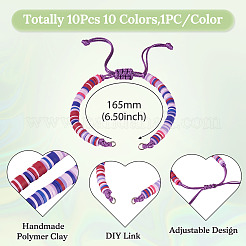 10шт 10 цвета полимерная глина ручной работы регулируемый браслет хейши изготовление&nbsp;AJEW-TAC00053