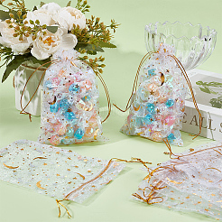 50 шт. подарочные мешочки для хранения из органзы с завязками и золотым тиснением в виде луны и звезд&nbsp;OP-BBC0001-03B-01