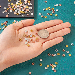 300 шт. 3-цветные бусины-разделители в виде маргариток из сплава&nbsp;PALLOY-CD0001-11