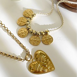 Ensemble de 2 collier pendentif cœur en acier inoxydable chirurgical 316L (2 styles différents)&nbsp;WGF2B0B-03