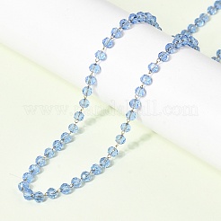 Collar de cadena de eslabones de acero inoxidable 304 con cuentas redondas facetadas de vidrio y piedra de nacimiento para mujer.&nbsp;NJEW-G195-01G-07