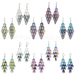 5 пара двухцветных серег-ракушек из нержавеющей стали 430&nbsp;EJEW-YW0001-12