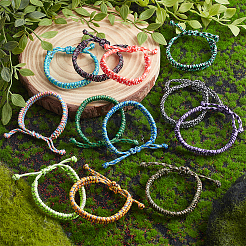 12 шт. 12-цветные браслеты из полиэфирного шнура для выживания для походов BJEW-UN0001-67