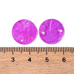 スプレー塗装された天然カピス貝のコネクタチャーム  ディスク  マゼンタ  15x1.5mm  穴：1mm&nbsp;BSHE-S304-18C