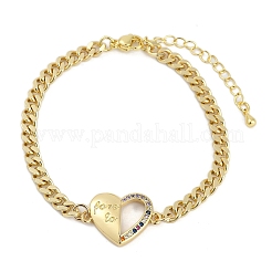 Латунь микро проложить кубического циркония браслеты ссылку BJEW-M050-06G-02