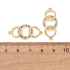 Breloques de connecteur en laiton micro pavé de zircone cubique colorée&nbsp;CU-CBA4579-07G-B