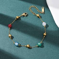 Браслеты из круглых бусин из натурального агата и окрашенного нефрита&nbsp;BJEW-G774-02G