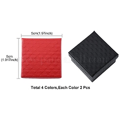 8 шт. 4-х цветные квадратные картонные коробки для колец CBOX-FS0001-08