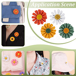 12 шт. 4-цветная брошь-булавка из гальванического сплава в виде ромашки JEWB-FG0001-43