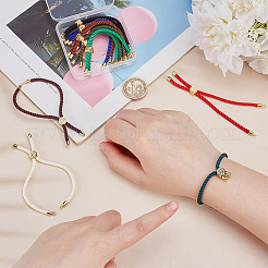 10шт 10-х цветные витые нейлоновые шнуры серебряные браслеты&nbsp;DIY-ME0001-10