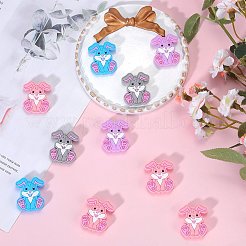 12шт 4 цвета силиконовые фокусные бусины SIL-SZ0001-41