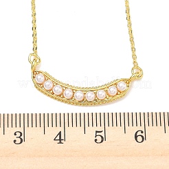 Подвеска в виде стручка гороха из латуни с имитацией жемчуга из АБС-пластика.&nbsp;NJEW-P347-01G