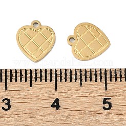 イオンプレーティング（IP）304ステンレススチールチャーム  レーザー切断  ハートチャーム  ゴールドカラー  9x8x0.8mm  穴：1mm&nbsp;STAS-M080-04G