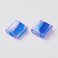 MIYUKIティラビーズ  日本製シードビーズ  2穴  （tl261)透明サファイアab  5x5x1.9mm  穴：0.8mm  約1180個/100g&nbsp;SEED-J020-TL261