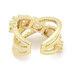 Открытые кольца манжеты из латуни с микропаве и кубическим цирконием RJEW-I103-019G