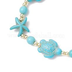 Синтетические бирюзовые бусины в виде черепахи и морской звезды BJEW-JB12047-02