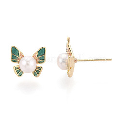 Серьги-гвоздики из натурального жемчуга из латуни PEAR-N020-08E