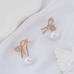 1 пара серег-гвоздиков из сплава с микропаве из прозрачного кубического циркония&nbsp;EJEW-LP0004-65