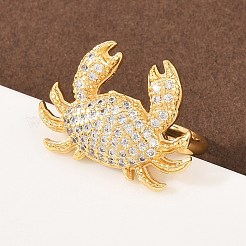 Латунные микро проложить манжеты кольца кубического циркония RJEW-C145-01C-G