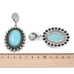 Серьги-гвоздики из сплава синтетической бирюзы&nbsp;LS-EJEW-U053-01AS