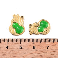 イオンプレーティング（IP）304ステンレスペンダント  ガラスと  ヒョウタン  ゴールドカラー  17x12x2.5mm  穴：1.6mm&nbsp;STAS-S140-13G