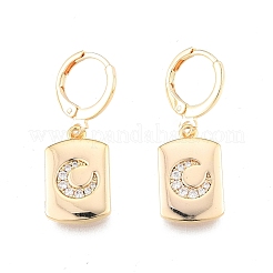 Прямоугольные серьги из прозрачного кубического циркония с подвеской в виде луны EJEW-N012-72