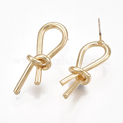 合金スタンドピアス  結び目  ライトゴールド  28~28.5x10.5mm  ピン：0.7mm&nbsp;PALLOY-S177-56
