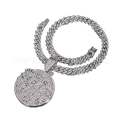 Ожерелья-медальоны из кубинской цепи в стиле хип-хоп с подвеской из цельного хрусталя и стразами для мужчин и женщин FS-WG8D003-04
