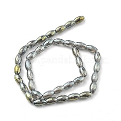 電気メッキ透明ガラスビーズ連売り  オーバル  パール光沢メッキ  多面カット  ミックスカラー  10x6mm  穴：1.2mm  約39個/連  15.94''（40.5センチメートル）&nbsp;EGLA-M032-02A-PL