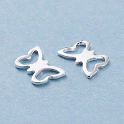 201 ステンレススチール製フィリグリージョイナーリンク  蝶  銀  7x10x0.8mm&nbsp;STAS-I123-02S