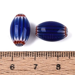手作りのミルフィオリガラス樽ビーズ  シェブロンビーズ  ミディアムブルー  13~15x7~9mm  穴：0.8~3mm&nbsp;LA-N002-04D